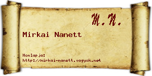 Mirkai Nanett névjegykártya